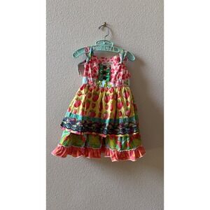 Matilda Jane Girls Strawberry Floral Mixed Print Tiered Dress D1357 Size 4